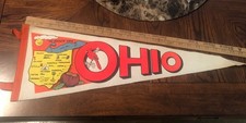 Vintage 1950s State   Pennant Ohio The Buckeye State w/ Lake Erie/Cardinal/ picture