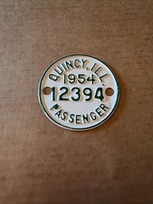 Vintage 1954 Quincy Illinois Vehicle Tax Tag Passenger #12394 picture
