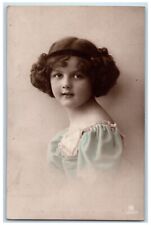 c1910's Pretty Little Girl Curly Hair Studio Portrait RPPC Photo Posted Postcard picture