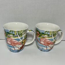 Pink Flamingos Tropical Vibe 16 oz Coffee Mug Cup art by Paul Brent set of 2 picture