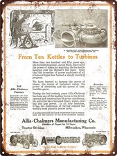 1924 ALLIS-CHALMERS 20-35 & 15-25 TRACTOR Turbines Metal Sign Repro 9x12