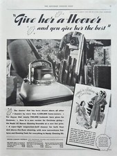 1937 Hoover Vacuum Cleaning Ensemble Vintage Ad you give her the best picture