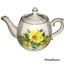 Vintage Ellgreave Wood & Sons Ironstone Yellow Floral Teapot picture
