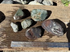 Pc Mixed Lapidary Rough Rock Lot Green Red Veined River Stones Trinity CA picture