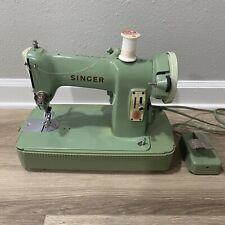 Vintage Singer Seeing Machine Mint Green With Case 1950s picture