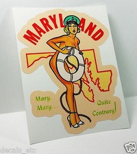 MARYLAND Nautical Pinup Vintage Style Travel Decal, Vinyl Sticker, Luggage Label picture