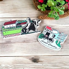 VTG Fridge Magnet Pennsylvania Dutch Amish Country Farm Cow Horse & Carriage picture