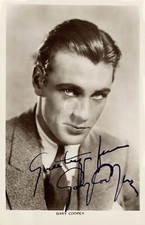 Gary Cooper 3 -- Signed Vintage Photo Postcard Copy picture