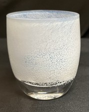 GLASSYBABY SNOWGLOBE VOTIVE CANDLE HOLDER TEXTURED WHITE OVER CLEAR picture