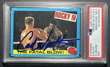 CARL WEATHERS Signed 1985 Topps Rocky IV #24 “The Fatal Blow” PSA 8 & Auto 9 picture