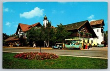 Vintage Postcard MI Frankenmuth Bavarian Inn Train Old Cars Chrome ~8261 picture