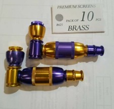 Purple and gold set of 2 american pipes with brass screens picture