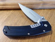 MASERIN Model 223 Black Handle Action Folder Plain Edge 440HRC Bld Knife/Knives picture