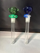 2-Pack 4.3'' 14mm Glass Downstem and Round Male COLOR  Bowl Piece for Glass Bong picture