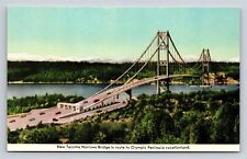 New Tacoma Narrows Bridge to Olympic Peninsula Washington WA Vtg Postcard View A picture