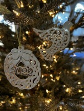 Set Of Two Lenox Pierced Wreath And Dove (One of Each) 2022 Porcelain Ornament picture
