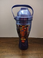 2018 Six Flags Coca-Cola Collectible Refillable Cup Purple w Straw Lid Handle picture