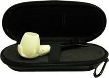 Imported Miniature Meerschaum Pipe - HAND Holding SMOOTH BOWL w/ Zipper Case picture