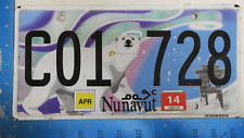 Nunavut License Plate 2014 Commercial Com Graphic Bear Tag 14 Trl C01728 1728 picture