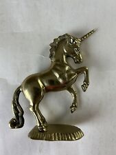 Brass Unicorn Sculpture Figurine Metal Vintage Bucking 65 inch Tall picture