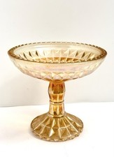 Vintage Amberina Glass Pedestal Footed Compote Candy Dish Orange Red picture