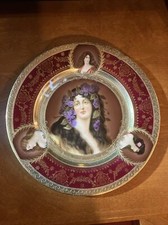 Atq Royal Vienna Ornate Gilt Gold Multi Portrait Plate Porcelain Scalloped Edge picture