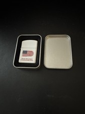 VTG Old Glory Lighter Co. WHITE MATTE LIGHTER American Flag Unused IN Tin Box picture