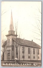 The Methodist Episcopal (M.E.) Church in Candor, New York, Winter View RPPC picture