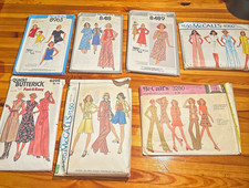Lot of 7 Vintage 1970s Sewing Patterns Simplicity McCalls Butterick Boho Retro picture