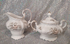 Johann Haviland- Sepia Rose  -Sugar Bowl with Lid & Creamer- Germany picture