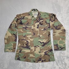 Vintage Woodland Camo Coat Mens Medium X Long Camouflage Combat Shirt Jacket 90s picture