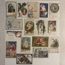 16 Antique Santa Claus Christmas Postcards Lot Early 1900s Embossed Posted picture