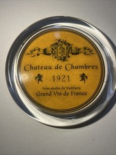 Vintage Glass Ashtray with A 1921 French Wine Logo Chateau de Chambers France picture