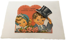 Vintage Valentines Day Card Here is a Tip Someone Love You Boy Top Hat 1940s picture