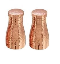 Copper Bedroom Jar Set of  2 Pcs Joint Free Good  Health Yoga  Capacity 1 Ltr picture