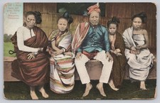 Mindanao Philippines Moro Datto And Wives Camp Vicars Divided Back Postcard picture