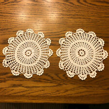 2 Vintage Handmade Crochet Doilies with Scalloped Edges- Beautiful picture
