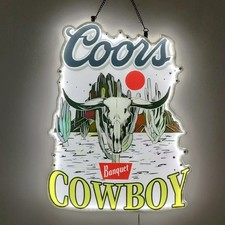 US STOCK Coors Banquet Cowboy LED Sign 19