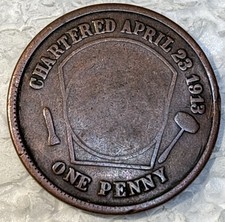 Masonic Temple of Webster Groves Missouri No. 131, Mason 1 Penny Token Coin picture