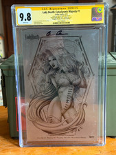 Lady Death Cataclysmic Majesty #1 Naughty Mausoleum Metal LE 77 CGC SS 9.8 picture