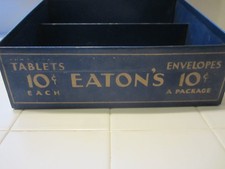 Antique Large Tin  Counter Top Store Display Box  Stand  Blue  Rare picture