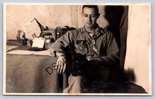 K57/ Interesting RPPC Postcard c1910 Man with Pet Black Cat on Lap 345 picture
