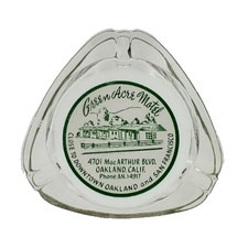Vintage Clear Glass Marketing Ashtray / Green Acre Motel / Oakland California CA picture
