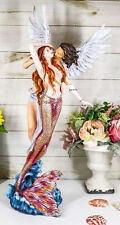 Large Goddess Mermaid Embracing With Heavenly Winged Angel By The Ocean Statue picture