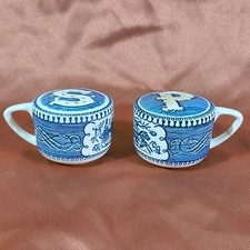 Royal China Currier and Ives Blue White Salt and Pepper Shakers Carriage No Plug picture