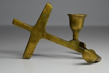 Vintage Brass Boat Anchor Cross Candlestick Holder Metal Nautical Beach House picture