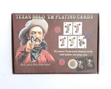 Vintage Texas Hold Em Playing Cards w Leather Pouch Complete Deck Bullet Holes picture