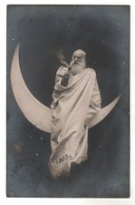 Rare 1903 Russian Paper Moon Postcard – Odessa to Poltava – Real Photo RPPC picture