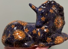 Vintage Joan Baker Designs Celestial Unicorn Figurine Blue Gold Whimsigoth 90s picture