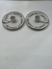 Danisco Fine China Teahouse Rose Lot of 2 Candle Holders Made in Japan Vintage picture